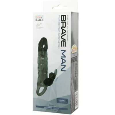Capa de pênis brave man com coelho preto 16,5 cm baile for him caliente. Pt