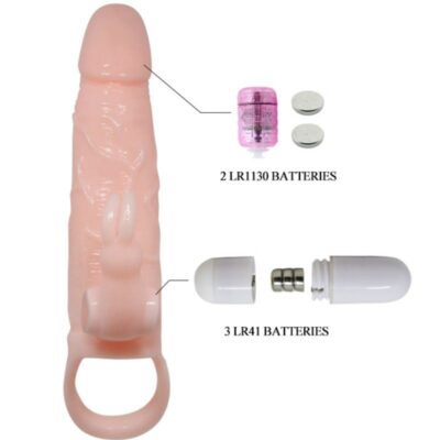 Capa de pênis de brave man com coelho e carne de motor duplo 16,5 cm baile for him caliente. Pt