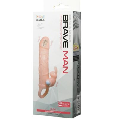 Capa de pênis de brave man com coelho e carne de motor duplo 16,5 cm baile for him caliente. Pt