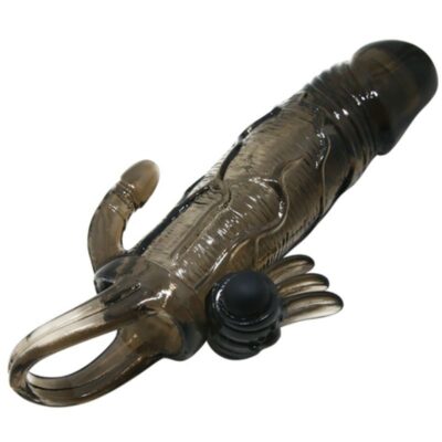 Tampa do pênis brave man com clit e estimulação anal bala dupla preta 16,5 cm baile for him caliente. Pt