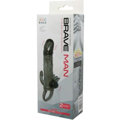 Tampa do pênis brave man com clit e estimulação anal bala dupla preta 16,5 cm baile for him caliente. Pt