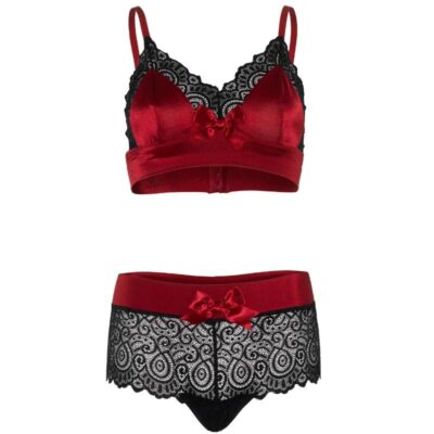 Conjunto de 2 peças leg avenue preto e vermelho s/m leg avenue sets caliente. Pt