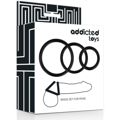 Conjunto de anéis de brinquedos viciados para o pênis preto addicted toys caliente. Pt