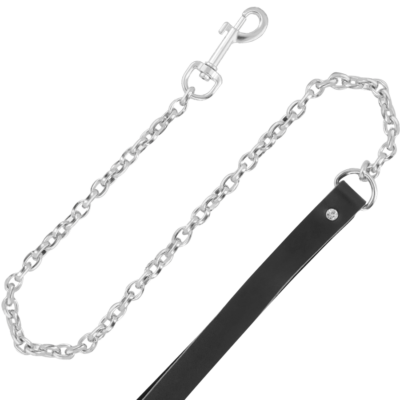 Darkness black furry collar with leash - image 3