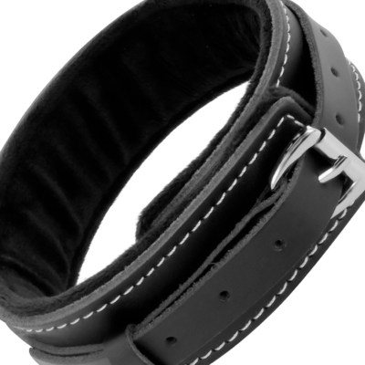 Darkness black furry collar with leash - image 4