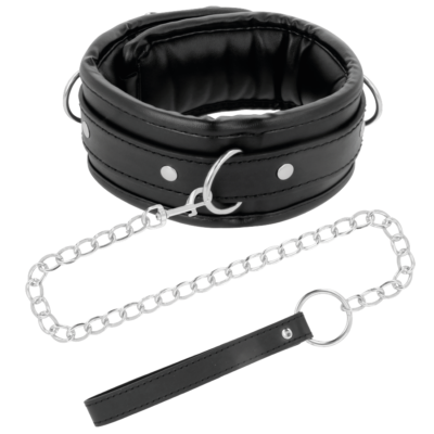 Alternative view of DARKNESS BLACK SOFT COLLAR WITH LEASH LEATHER