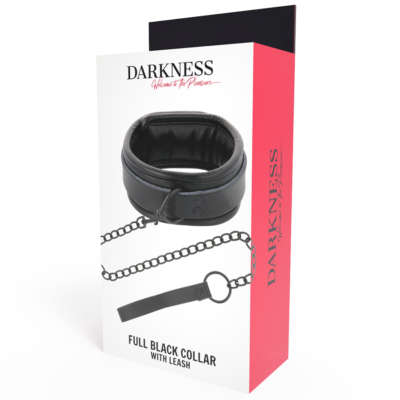 Darkness full black collar with leash darkness bondage caliente. Pt
