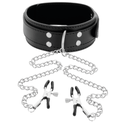 Alternative view of DARKNESS  COLLAR WITH NIPPLE CLAMPS BLACK