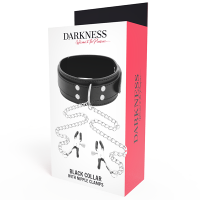 Darkness collar with nipple clamps black darkness bondage caliente. Pt