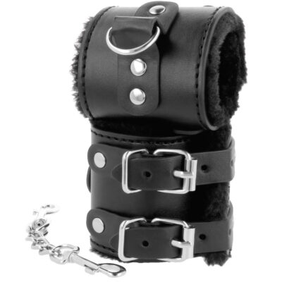 Alternative view of DARKNESS  WRIST RESTRAINTS BLACK WITH FUR
