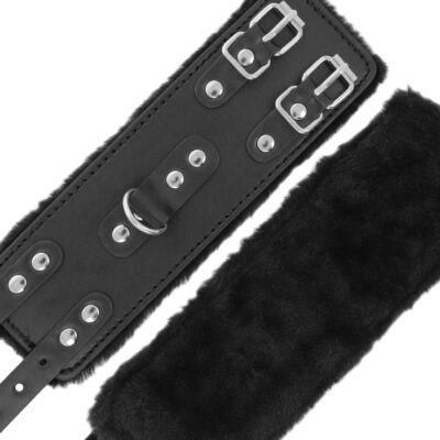Darkness wrist restraints black with fur darkness bondage caliente. Pt