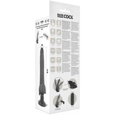Basecock realistic vibrator remote control black 20cm basecock caliente. Pt
