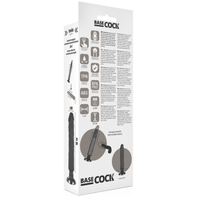 Basecock realistic vibrator 2-1 black 20cm basecock caliente. Pt