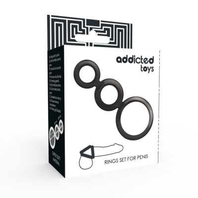 Conjunto de anéis de brinquedos viciados para pênis preto tpr addicted toys caliente. Pt