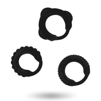 Alternative view of ADDICTED TOYS  SET 3 ANILLOS PENE NEGRO