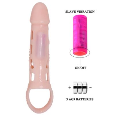 Baile funda extensora pene con vibracion y strap natural 13. 5 cm - image 4