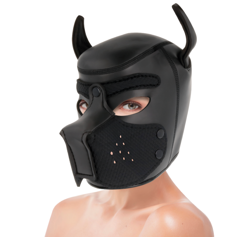Darkness neoprene dog hood with removable muzzle l darkness bondage caliente. Pt