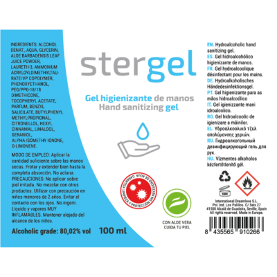 STERGEL™ - GEL HIDROALCOÓLICO DESINFETANTE DE MÃOS ALOE VERA 100ML 5 Stergel™ - gel hidroalcoólico desinfetante de mãos aloe vera 100ml stergel caliente. Pt