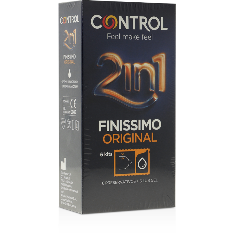 Control duo fine preservative + lubricant gel 6 units control condoms caliente. Pt
