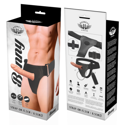 Arnesse atração benny strap-on hollow extender vibrador 15 x 4,5 cm harness attraction caliente. Pt