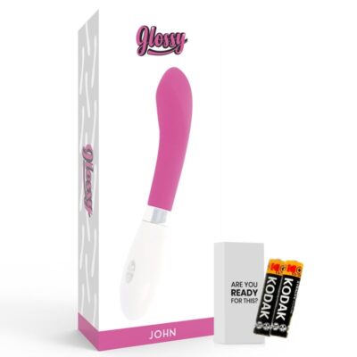 Brilhante john vibrator pink glossy caliente. Pt