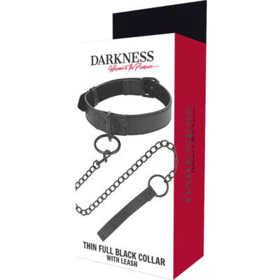 Darkness thin black full collar with leash darkness bondage caliente. Pt