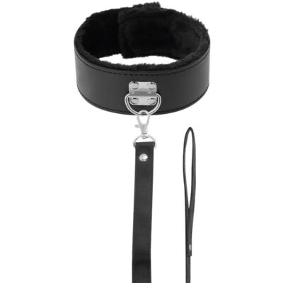 Alternative view of DARKNESS COLLAR WITH LEASH TITANIUM