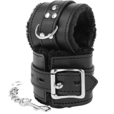 Alternative view of DARKNESS LOVE CUFFS, WRIST WITH FUR BLACK