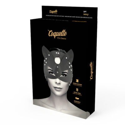 Máscara de couro coquette chic desire vegan com orelhas de gato coquette accessories caliente. Pt