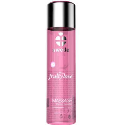 SWEDE FRUITY LOVE EFEITO AQUECENTE ÓLEO DE MASSAGEM ESPUMANTE MORANGO VINHO 120 ML.