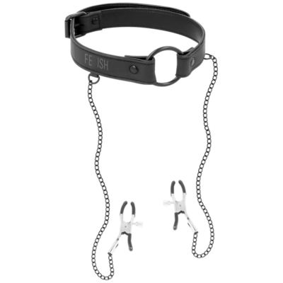 Alternative view of FETISH SUBMISSIVE ANILLA MORDAZA CON PINZAS PARA PEZONES