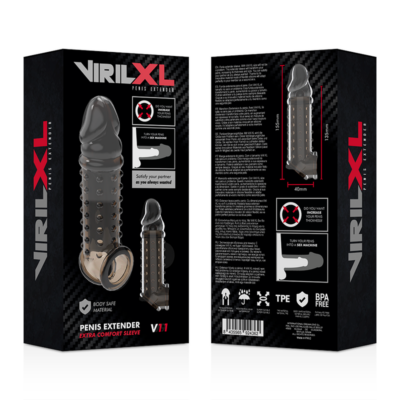 Manga virilxl extensor de pênis extra conforto v11 preta virilxl caliente. Pt