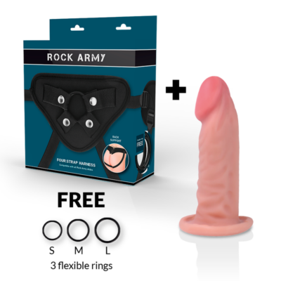 Alternative view of ROCKARMY™ - ARNÊS + DILDO REALÍSTICO TIGRE DE DUAL DENSIDADE 14CM