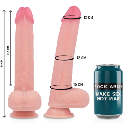 Rockarmy™ - arnês + silicone líquido premium kingcobra realista 24cm rock army caliente. Pt