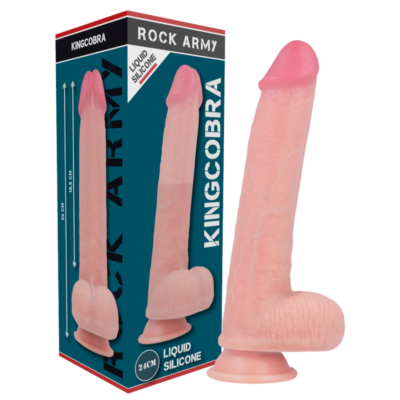 Rockarmy™ - arnês + silicone líquido premium kingcobra realista 24cm rock army caliente. Pt