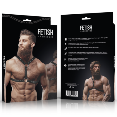Atitude submissiva fetiche - arnês de peito duplo fixação e pregos eco couro homem fetish submissive attitude caliente. Pt