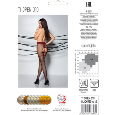 Paixão - meia tiopen 019 preta/vermelha 3/4 (20 den) passion woman garter & stock caliente. Pt