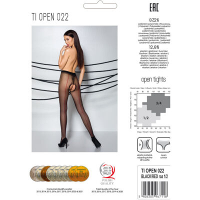 Paixão - meia tiopen 022 preta/vermelha 1/2 (20 den) passion woman garter & stock caliente. Pt