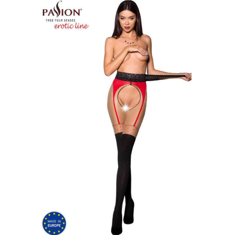 Paixão - tiopen 003 meia vermelha 3/4 (20/40 den) passion woman garter & stock caliente. Pt