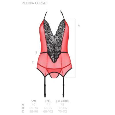 Paixão - peonia corset linha erótica vermelho s/m passion woman corsets caliente. Pt