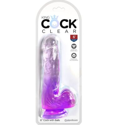 Alternative view of KING COCK CLEAR - PÊNIS REALISTA COM BOLAS 13,5 CM ROXO