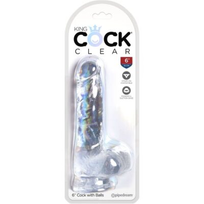 King cock clear - pênis realista com bolas 13,5 cm transparente king cock caliente. Pt