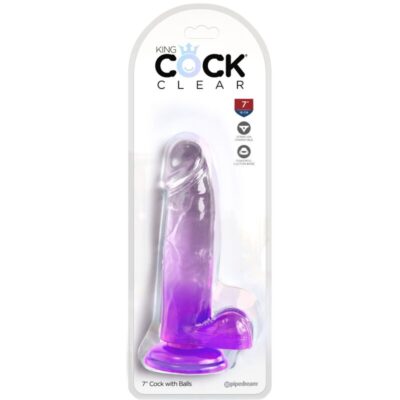 Alternative view of KING COCK CLEAR - PÊNIS REALISTA COM BOLAS 15,2 CM ROXO