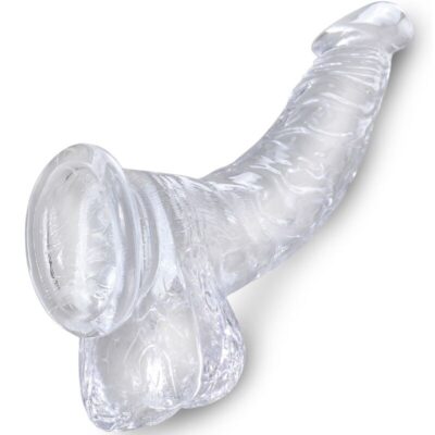 King cock clear - pênis curvo realista com bolas 16,5 cm transparente king cock caliente. Pt