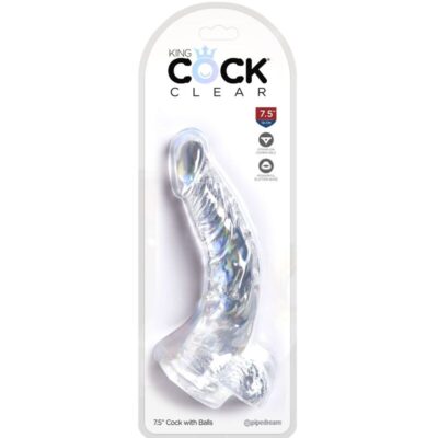 King cock clear - pênis curvo realista com bolas 16,5 cm transparente king cock caliente. Pt