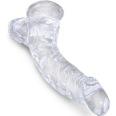 Alternative view of KING COCK CLEAR - PÊNIS CURVO REALISTA COM BOLAS 16,5 CM TRANSPARENTE