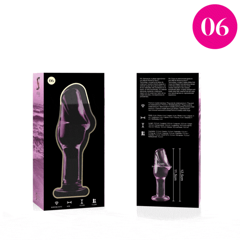 NEBULA SERIES BY IBIZA&trade; - MODELO 6 PLUG ANAL VIDRO BOROSILICADO 12,5 X 4 CM ROSA
