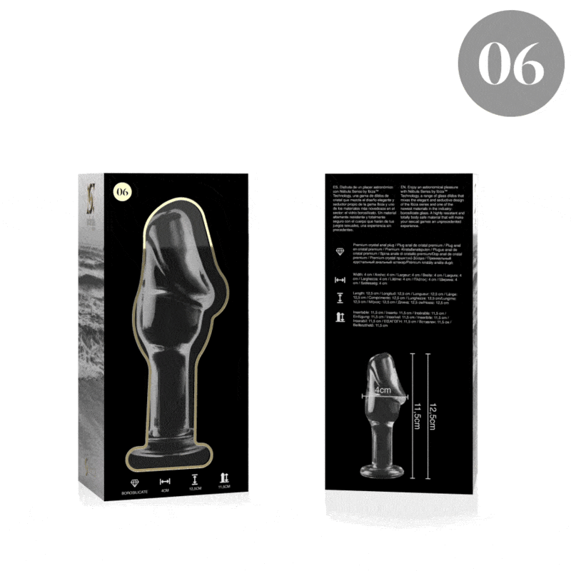 NEBULA SERIES BY IBIZA™ - MODELO 6 ANAL PLUG VIDRO BOROSILICADO 12,5 X 4 CM TRANSPARENTE