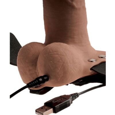 Série fetish fantasy - arnês ajustável pênis realista com testículos recarregáveis e vibrador 15 cm fetish fantasy series caliente. Pt