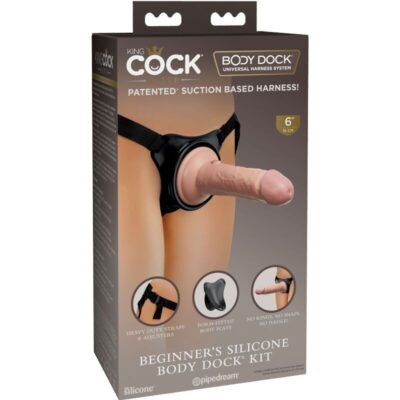 King cock elite - arnês ajustável com dildo 15,2 cm para iniciantes king cock caliente. Pt